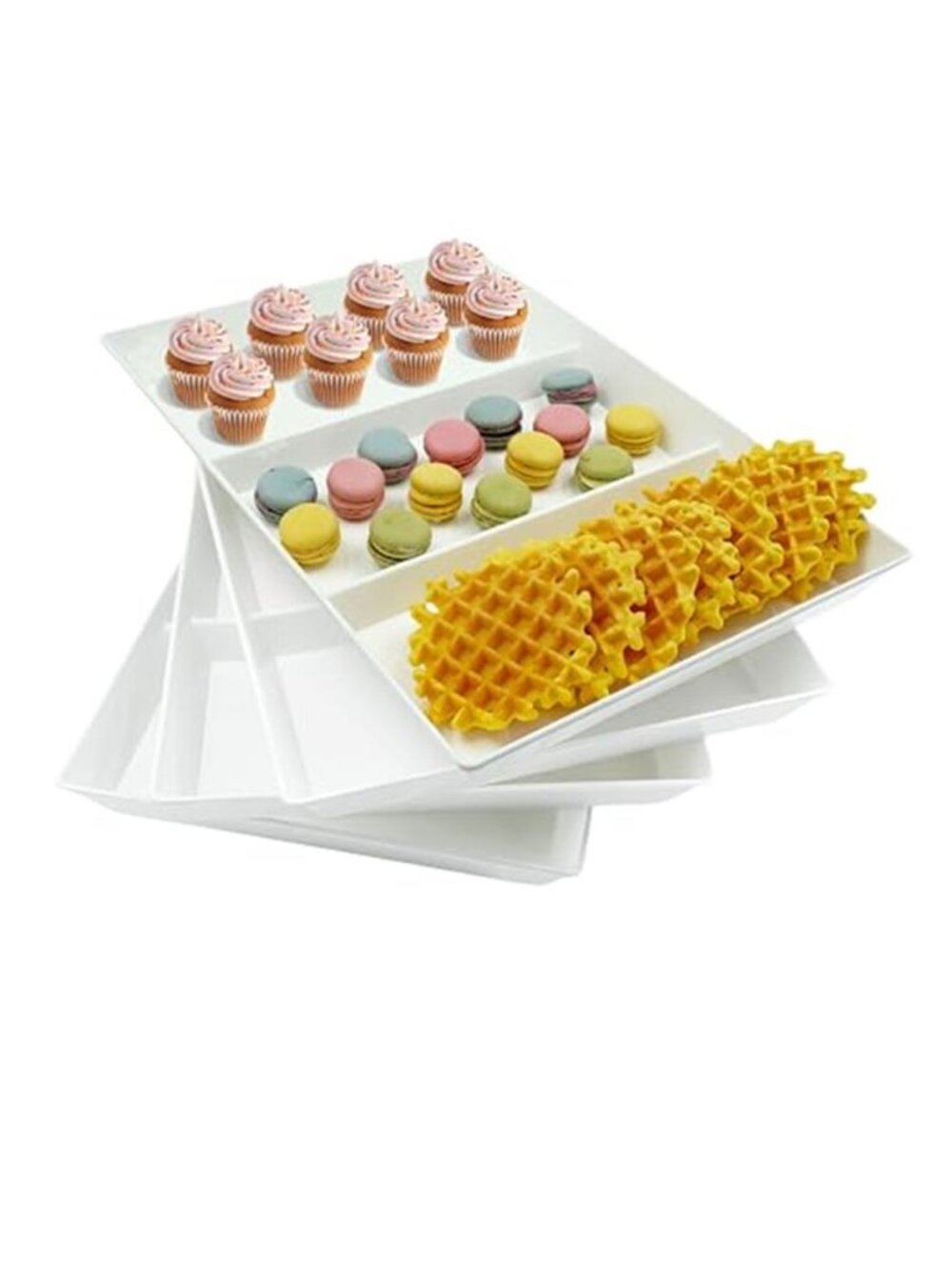 Large Divided Serving Tray White Plastic Food Platter Fruit Veggie Snack Party